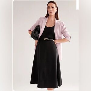 Ann Taylor Ponte Fit & Flare Black Midi Dress